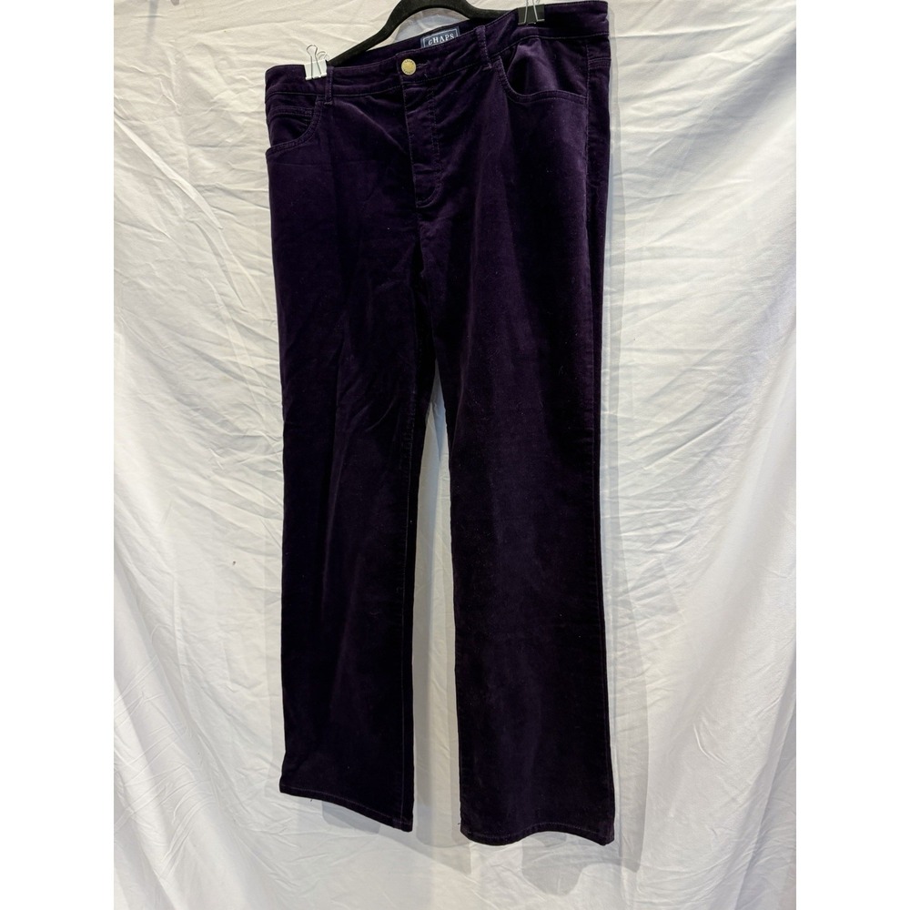 Chaps Women's Purple Corduroy Pants Straight Leg Zip Button Pocket Casual